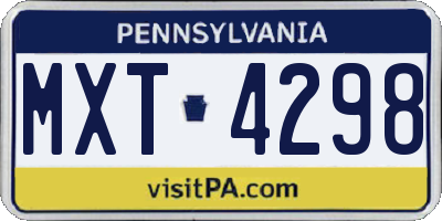PA license plate MXT4298