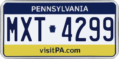 PA license plate MXT4299