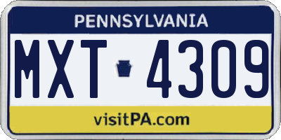 PA license plate MXT4309