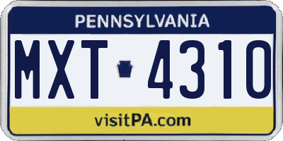 PA license plate MXT4310
