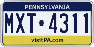 PA license plate MXT4311