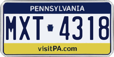 PA license plate MXT4318