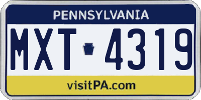 PA license plate MXT4319