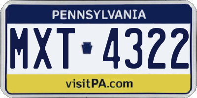 PA license plate MXT4322