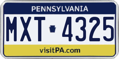 PA license plate MXT4325