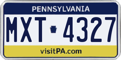 PA license plate MXT4327