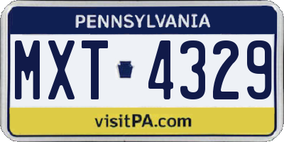 PA license plate MXT4329
