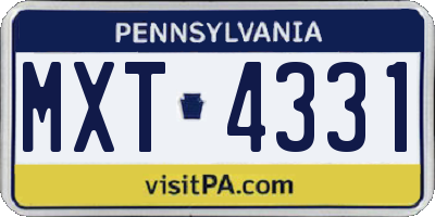 PA license plate MXT4331