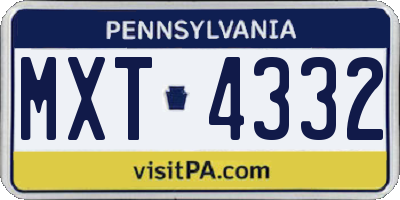 PA license plate MXT4332