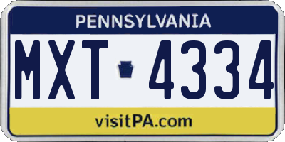 PA license plate MXT4334