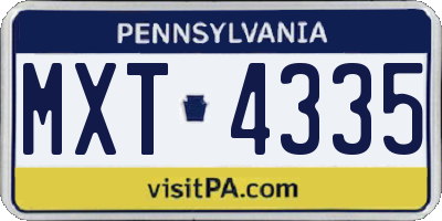 PA license plate MXT4335