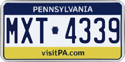 PA license plate MXT4339