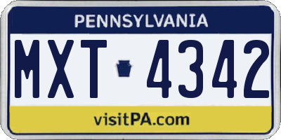 PA license plate MXT4342