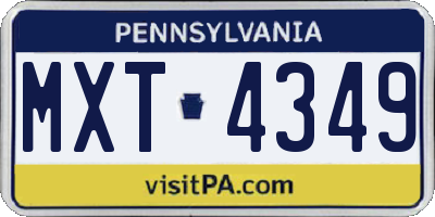 PA license plate MXT4349