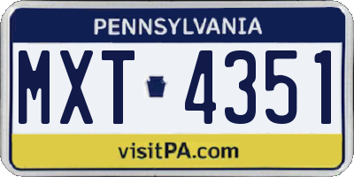 PA license plate MXT4351