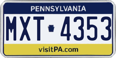 PA license plate MXT4353