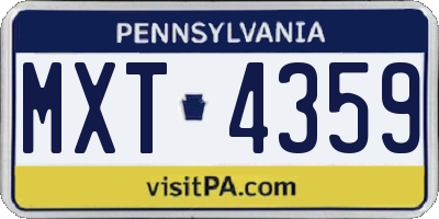 PA license plate MXT4359