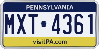 PA license plate MXT4361