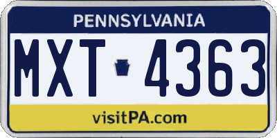 PA license plate MXT4363