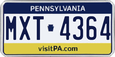 PA license plate MXT4364