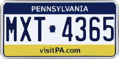 PA license plate MXT4365