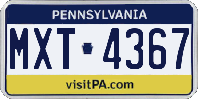 PA license plate MXT4367