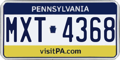 PA license plate MXT4368