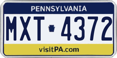 PA license plate MXT4372