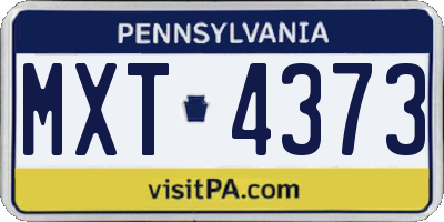 PA license plate MXT4373