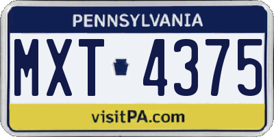 PA license plate MXT4375