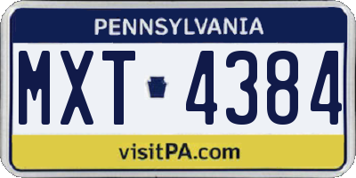PA license plate MXT4384
