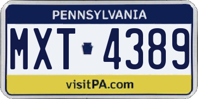 PA license plate MXT4389