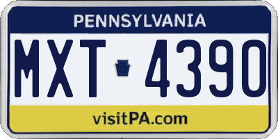 PA license plate MXT4390