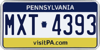 PA license plate MXT4393