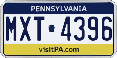 PA license plate MXT4396