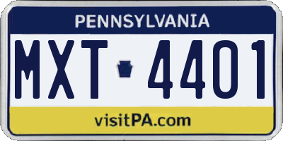 PA license plate MXT4401