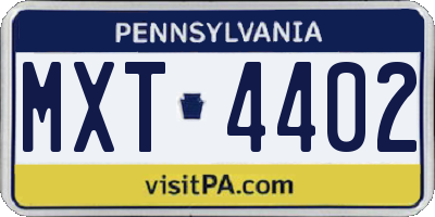 PA license plate MXT4402