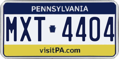 PA license plate MXT4404