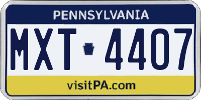 PA license plate MXT4407