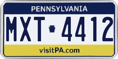 PA license plate MXT4412