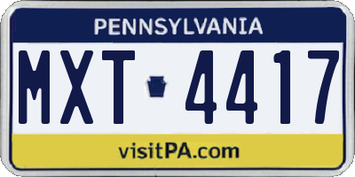 PA license plate MXT4417