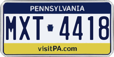 PA license plate MXT4418