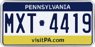 PA license plate MXT4419