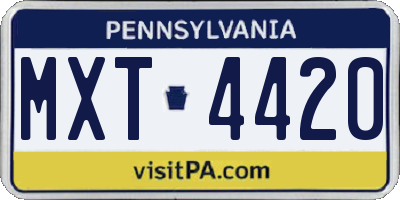 PA license plate MXT4420