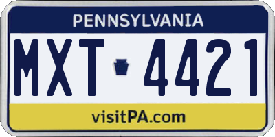 PA license plate MXT4421