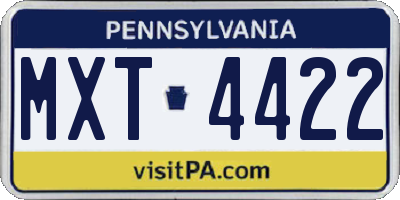 PA license plate MXT4422