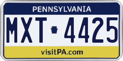 PA license plate MXT4425