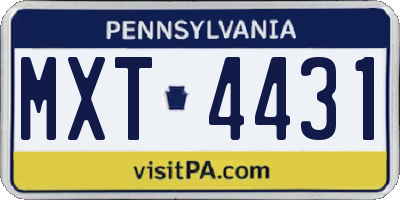 PA license plate MXT4431