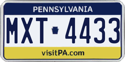 PA license plate MXT4433