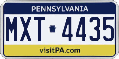 PA license plate MXT4435